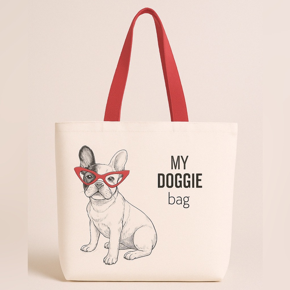My Doggie Bag French Bulldog Cotton Large‎ Tote Bag